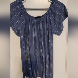 W5 Blue Chambray Loose Swing Top, Sz M